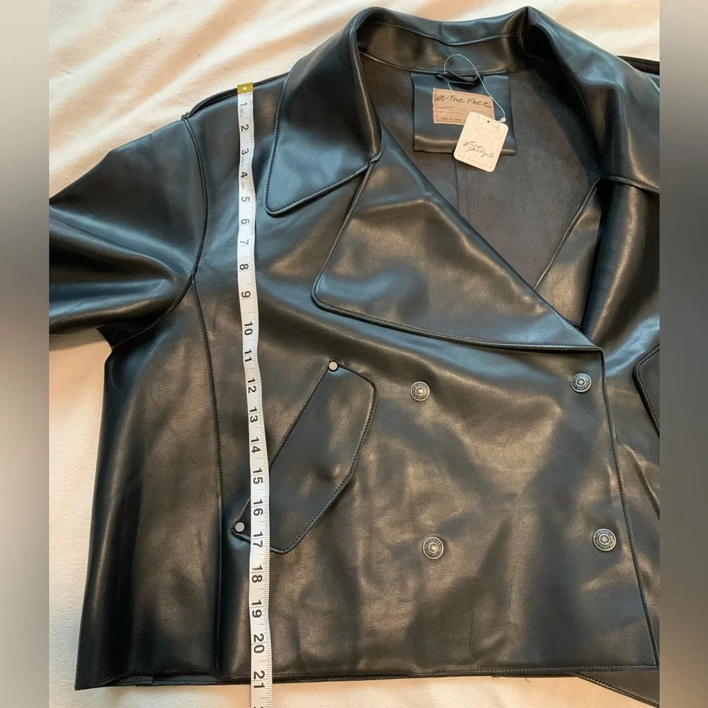 NWT Free People x We The Free Black Alexis Vegan Leather Moto Jacket size Large